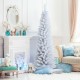 Slim 6 feet unlit white Christmas tree with 340 PVC branch tips, perfect for limited spaces and festive decoration.