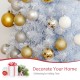 Slim white artificial Christmas tree with 340 PVC branch tips and metal stand, perfect for elegant holiday decoration.