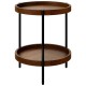 2-tier retro end table with a durable wood top and sturdy steel frame, perfect for living room or bedroom storage.