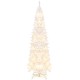Slender 7-foot pre-lit white pencil Christmas tree showcasing 300 LED lights, perfect for adding winter charm to any.