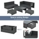 6-piece gray patio rattan furniture set with cushions, featuring space-saving design and no assembly needed for outdoor.