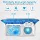 Portable semi-automatic twin tub washing machine in blue, featuring 18 lbs washing and 8 lbs spinning capacity for.