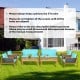 4-piece patio rattan furniture set with turquoise cushions, featuring acacia wood and ergonomic design for outdoor.