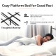 Queen size platform bed frame with high headboard, sturdy steel construction, and mute bars for noise reduction.