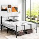 Full/Queen size platform bed frame with high headboard, sturdy steel construction, and 13" clearance for storage.