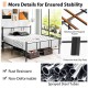 Full/Queen size platform bed frame with high headboard, reinforced steel structure, rust-resistant, and anti-slip pads.