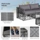 5-piece gray PE rattan patio sofa set with soft cushions, tempered glass tabletop, and adjustable non-slip feet.