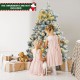 Snow-flocked 4.5 ft Christmas tree with 150 warm white LED lights, perfect for festive holiday decor.