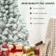 4.5 ft pre-lit snow flocked Christmas tree with 150 LED lights, featuring durable PVC leaves for festive holiday decor.