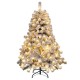 4.5 ft pre-lit snow flocked Christmas tree with 150 warm white lights, perfect for creating festive holiday cheer.