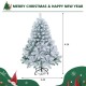 4.5 feet pre-lit snow flocked Christmas tree with 150 warm white LED lights for festive holiday decor.