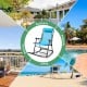 Lightweight folding rocking chair in navy with footrest, perfect for backyard, poolside, or balcony relaxation.