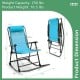 Folding rocking chair with footrest in navy, featuring a sturdy steel frame and breathable fabric for outdoor.