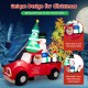 Inflatable Santa Claus driving a car with Christmas tree, snowman, and penguin, 8 feet wide, with LED lights for.