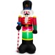 Tall inflatable nutcracker soldier with LED lights, made of durable polyester, perfect for outdoor Christmas.