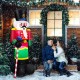 Inflatable 8-foot Nutcracker Soldier with LED lights, perfect for outdoor Christmas decorations and festive displays.