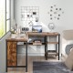 L-shaped corner computer desk in rustic brown showcasing a spacious tabletop, perfect for organizing work supplies in.