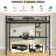 Twin size loft bunk bed in black with desk storage shelf, featuring a steel frame and full-length ladders for kids.