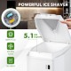 460W ice shaver with 5.1 lbs capacity, producing 265 lbs of shaved ice per hour, ideal for home and commercial use.
