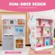 2-in-1 kids kitchen playset and dollhouse featuring realistic lights, sounds, and cute furniture for imaginative play.