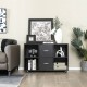 Wood mobile file cabinet in black with 2 drawers and 4 open compartments, ideal for office organization and easy.
