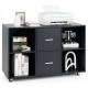 Mobile file cabinet in black with a smooth waterproof surface, featuring 2 drawers and 4 open compartments for.