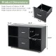Mobile file cabinet in black with 2 drawers and 4 open compartments, ideal for office organization and easy mobility.
