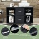 Mobile file cabinet with 2 drawers and 4 open compartments in black, featuring a smooth waterproof surface for easy.