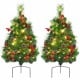 Set of 2 pre-lit 29-inch Christmas trees with rich ornaments, vivid pine cones, and battery-powered design for festive.
