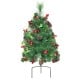 Battery-powered 29-inch pre-lit Christmas tree with rich ornaments, pine cones, and a sturdy metal stand for festive.