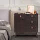 3-drawer sideboard storage cabinet in brown with leather handles, perfect for living room or bedroom organization.