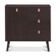 Brown 3-drawer sideboard storage cabinet with leather handles and adjustable shelf, perfect for living room or office.