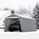 Heavy-duty 10 x 16 ft outdoor carport with galvanized steel frame and zippered doors, ideal for vehicle storage in.