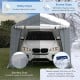 Heavy-duty 10 x 16 ft outdoor carport with galvanized steel frame and waterproof PE fabric, ideal for vehicle storage.