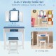 Princess vanity table set with tri-folding mirror, snowflake print, and large drawer, ideal for kids' makeup or writing.