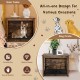 Wooden dog crate furniture in brown with double doors, versatile side table design, perfect for home decor and pet.