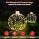 Golden Christmas LED light balls with 180 warm and white lights, IP44 waterproof, ideal for festive outdoor decoration.