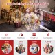 Three pack of golden Christmas LED light balls with 180 warm and white lights, perfect for festive indoor or outdoor.
