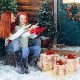 Set of 3 Christmas lighted gift boxes with red bowknots, covered in snow, perfect for outdoor holiday decorations.