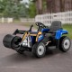 12V kids ride-on road roller in blue with adjustable drum, remote control, and realistic design for imaginative play.