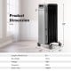 Portable oil-filled radiator heater in black, 1500W, with 3 heat settings and universal wheels for easy mobility.