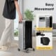 Portable oil-filled radiator heater with universal wheels and handle, ideal for home and office warmth.