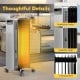 Portable oil-filled radiator heater with 7 heating fins, 1500W power, and universal wheels for easy mobility in home or.