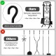5-piece black wrought iron fireplace tool set with ergonomic handles and decorative holder for easy access and storage.
