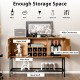 Industrial kitchen buffet sideboard in rustic brown with wine rack, open shelf, and two door cabinets for versatile.