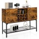 Rustic brown industrial kitchen buffet sideboard featuring exquisite handles and sturdy steel frame for long-lasting.