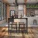 Industrial 48-inch pub dining table with a rustic brown top and steel frame, perfect for kitchens and cafes.
