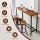 48-inch industrial pub dining table in rustic brown with steel frame, suitable for kitchen or dining room use.
