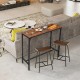 Industrial 48-inch pub dining table with a rustic brown top and steel frame, perfect for kitchen or living room use.