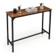Industrial 48-inch pub dining table in rustic brown with a steel frame, suitable for dining rooms and cafes.